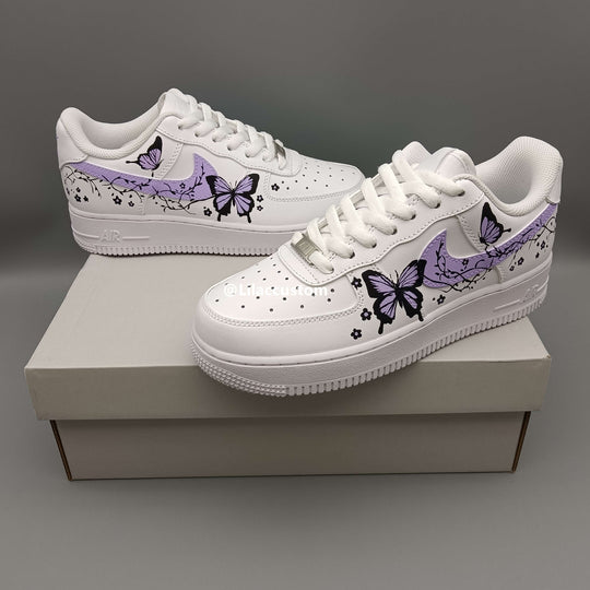 Nike Custom Air Force 1 Purple Butterflies&Flowers