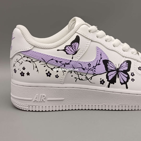 Nike Custom Air Force 1 Purple Butterflies&Flowers