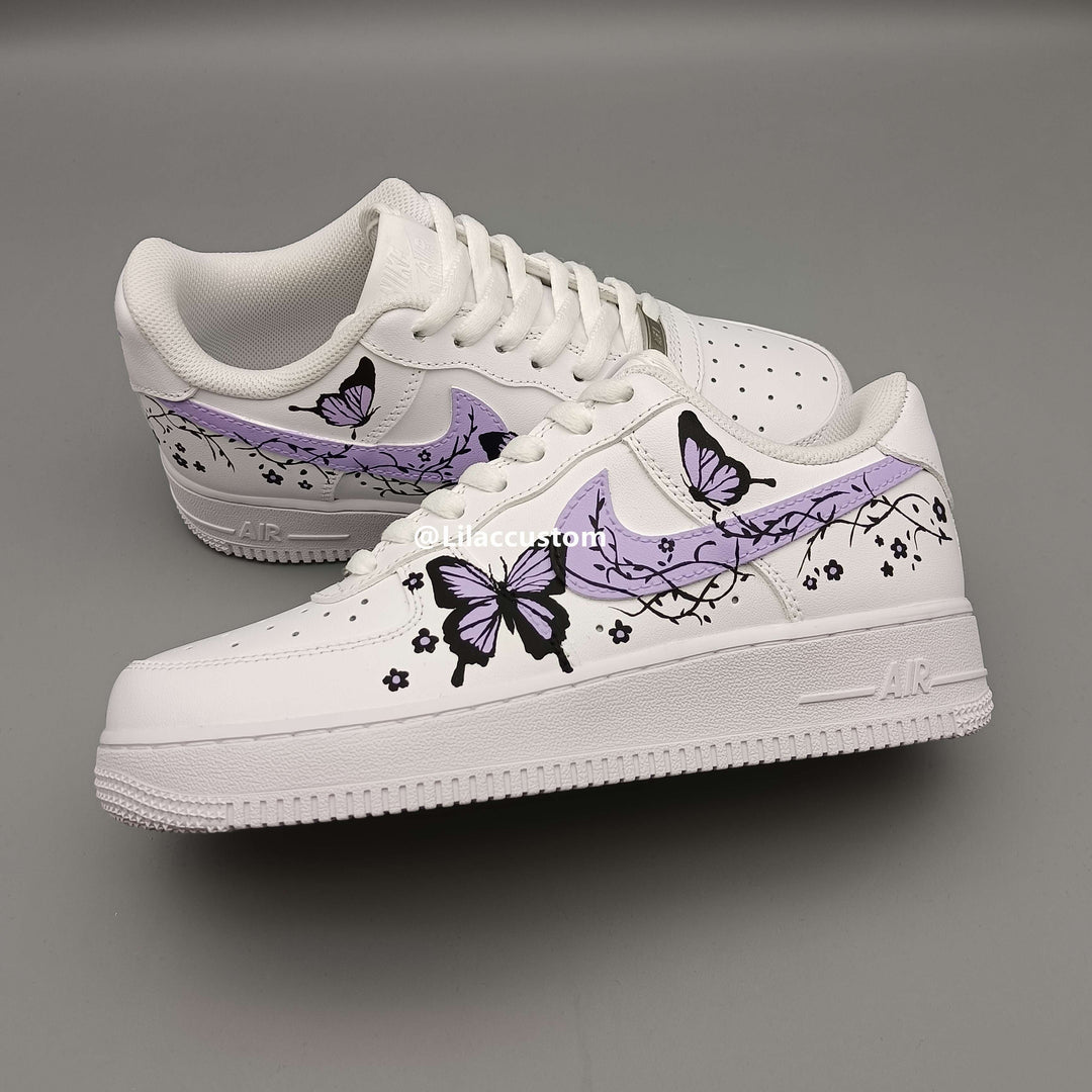 Nike Custom Air Force 1 Purple Butterflies&Flowers