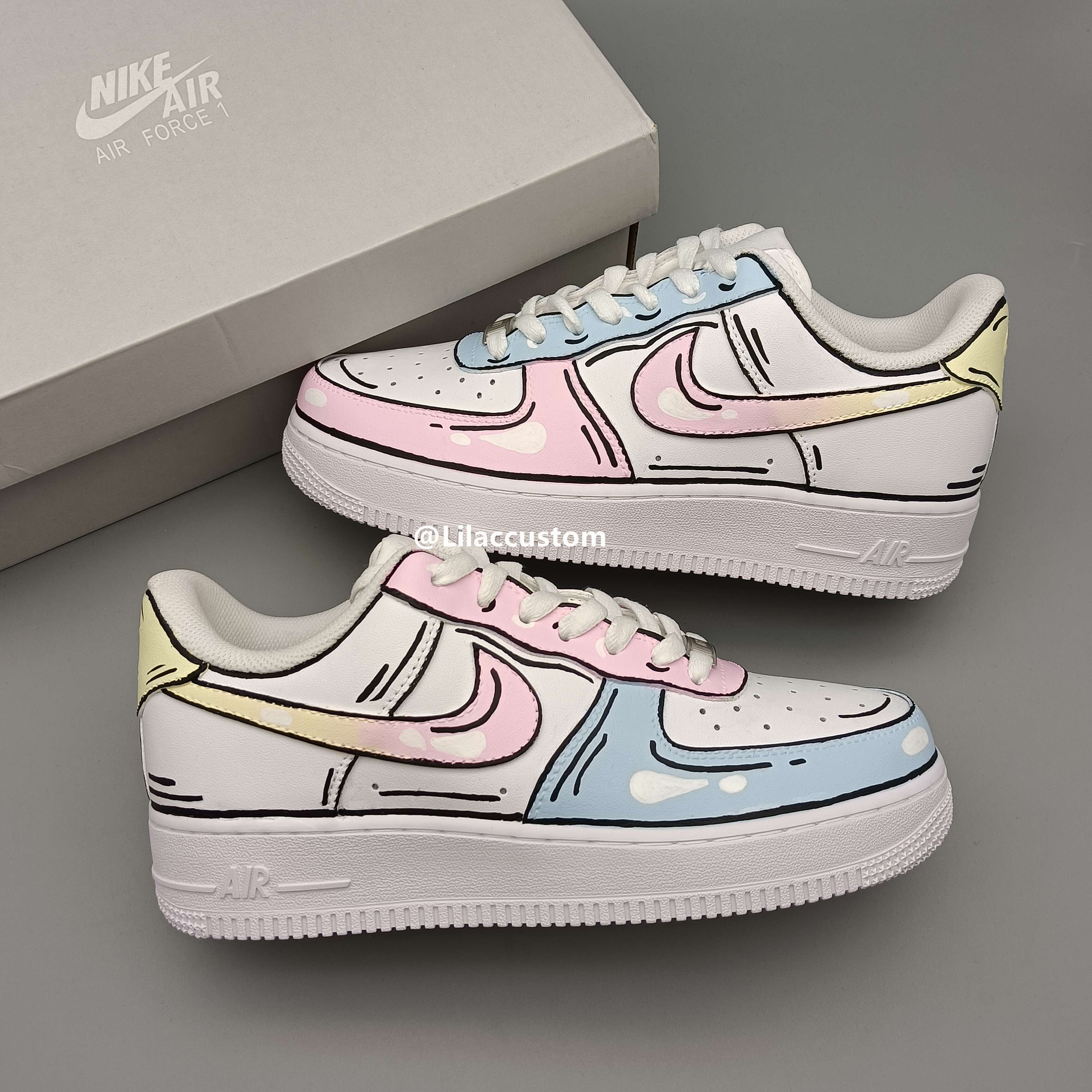 Nike Air Force 1 Cartoon Pink Blue Yellow Custom