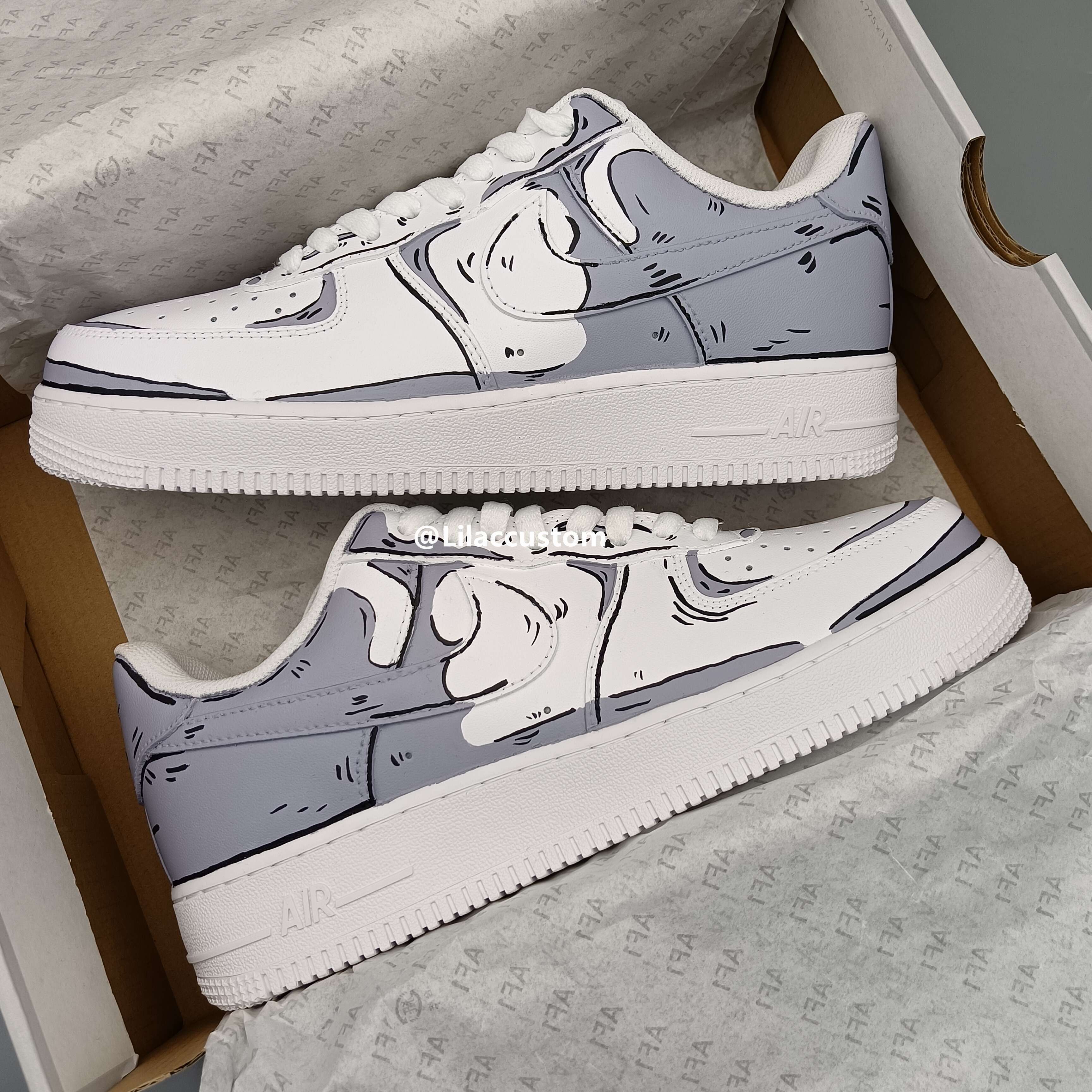 Nike Air Force 1 Cartoon Gray White Custom