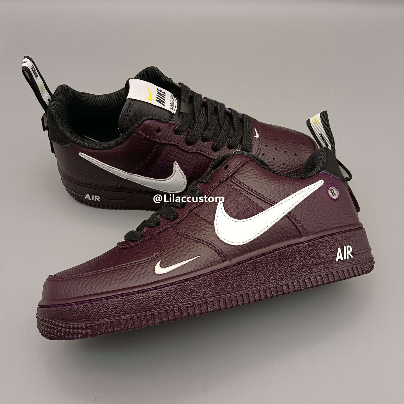 Nike Custom Air Force 1 Dark Purple White Double Swoosh