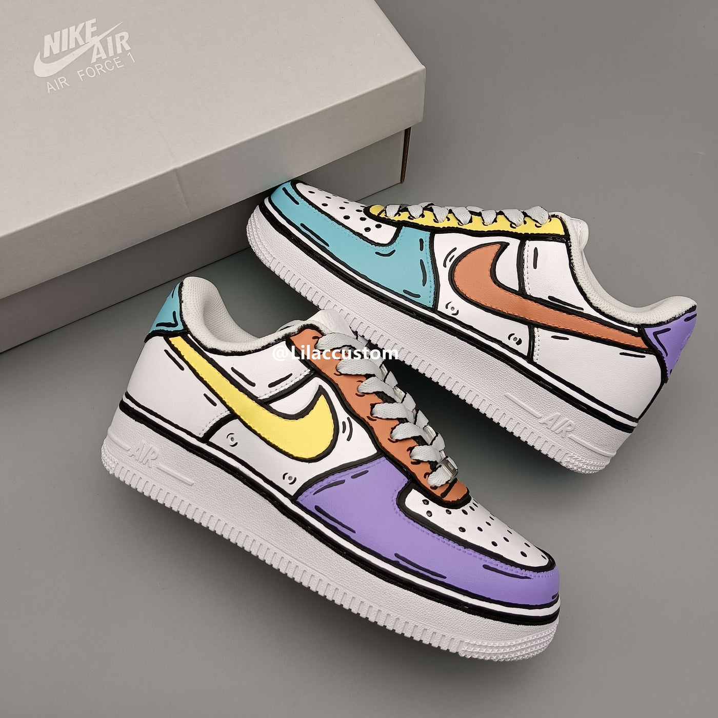 Nike Air Force 1 Cartoon Purple Orange Yellow Blue Custom