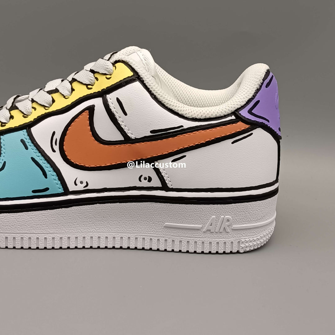 Nike Air Force 1 Cartoon Purple Orange Yellow Blue Custom