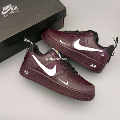 Nike Custom Air Force 1 Dark Purple White Double Swoosh