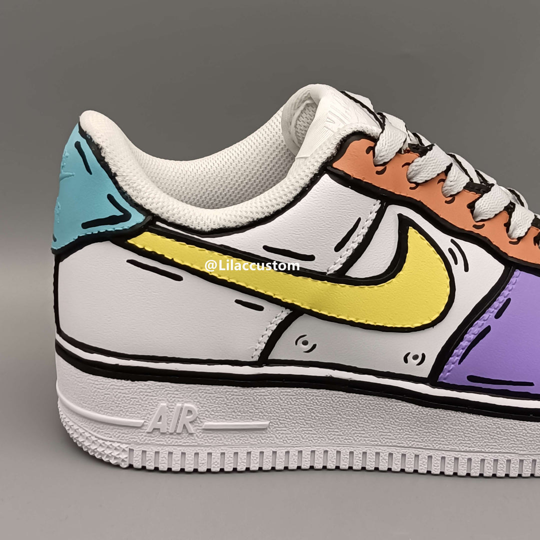 Nike Air Force 1 Cartoon Purple Orange Yellow Blue Custom