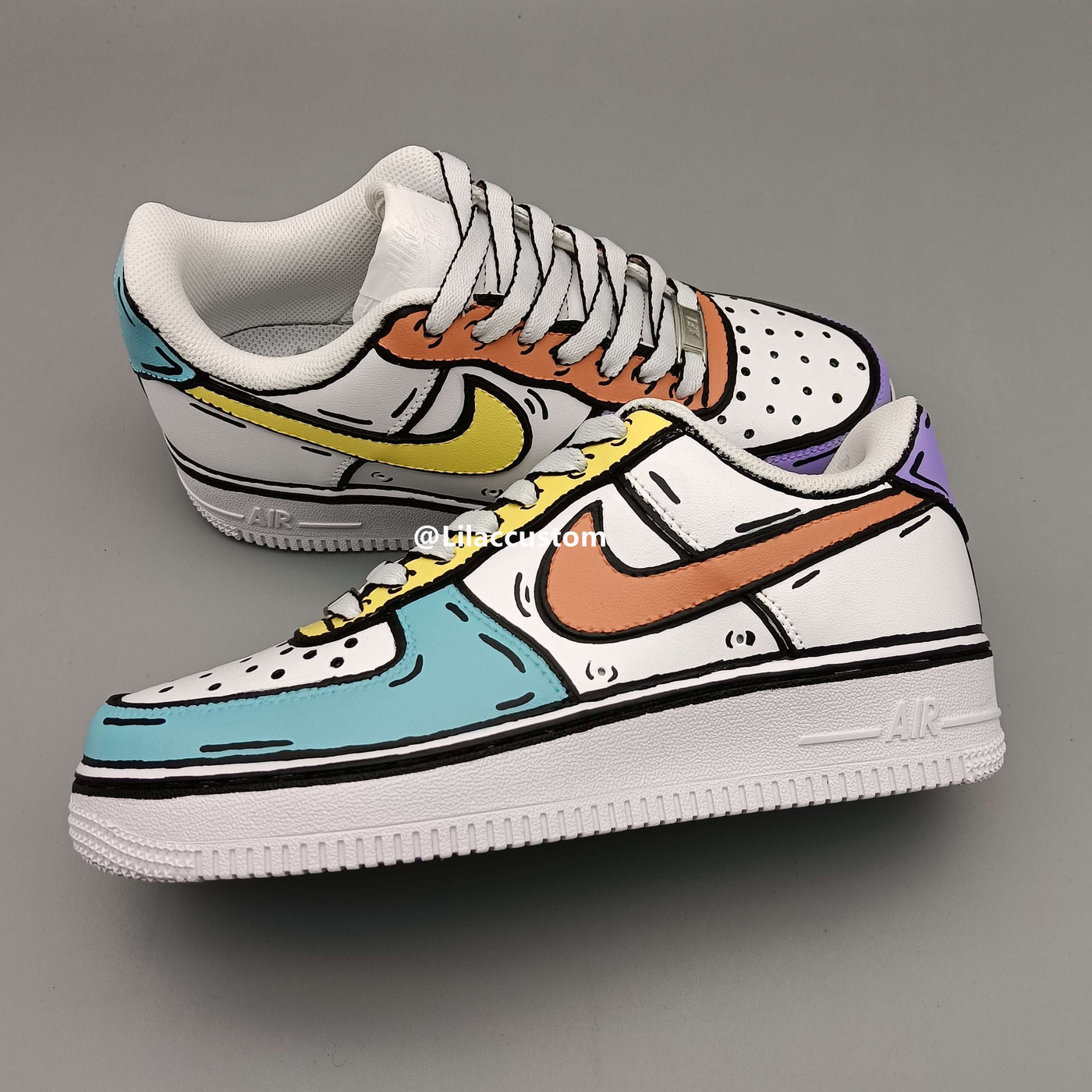 Nike Air Force 1 Cartoon Purple Orange Yellow Blue Custom