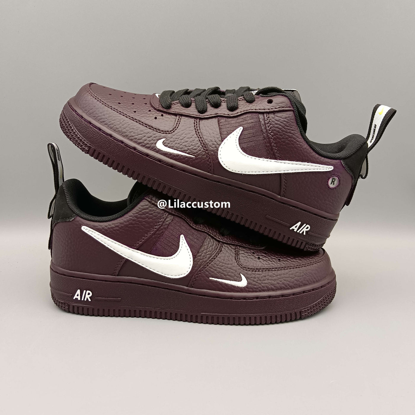 Nike Custom Air Force 1 Dark Purple White Double Swoosh