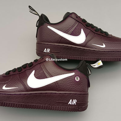 Nike Custom Air Force 1 Dark Purple White Double Swoosh