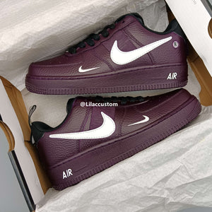 Nike Custom Air Force 1 Dark Purple White Double Swoosh