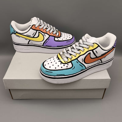 Nike Air Force 1 Cartoon Purple Orange Yellow Blue Custom