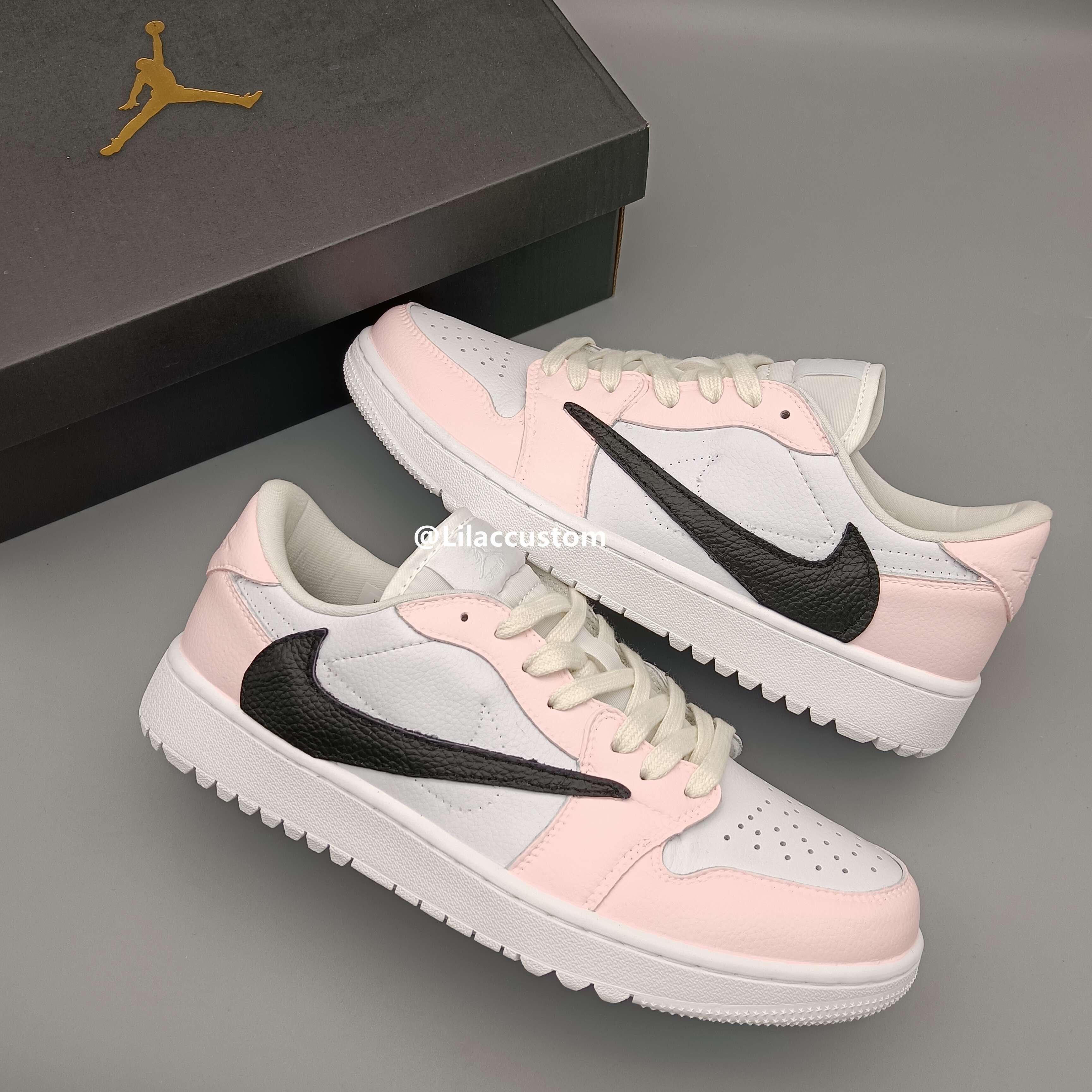 Nike Air Jordan 1 Low Pink Black Reversion Swoosh Custom