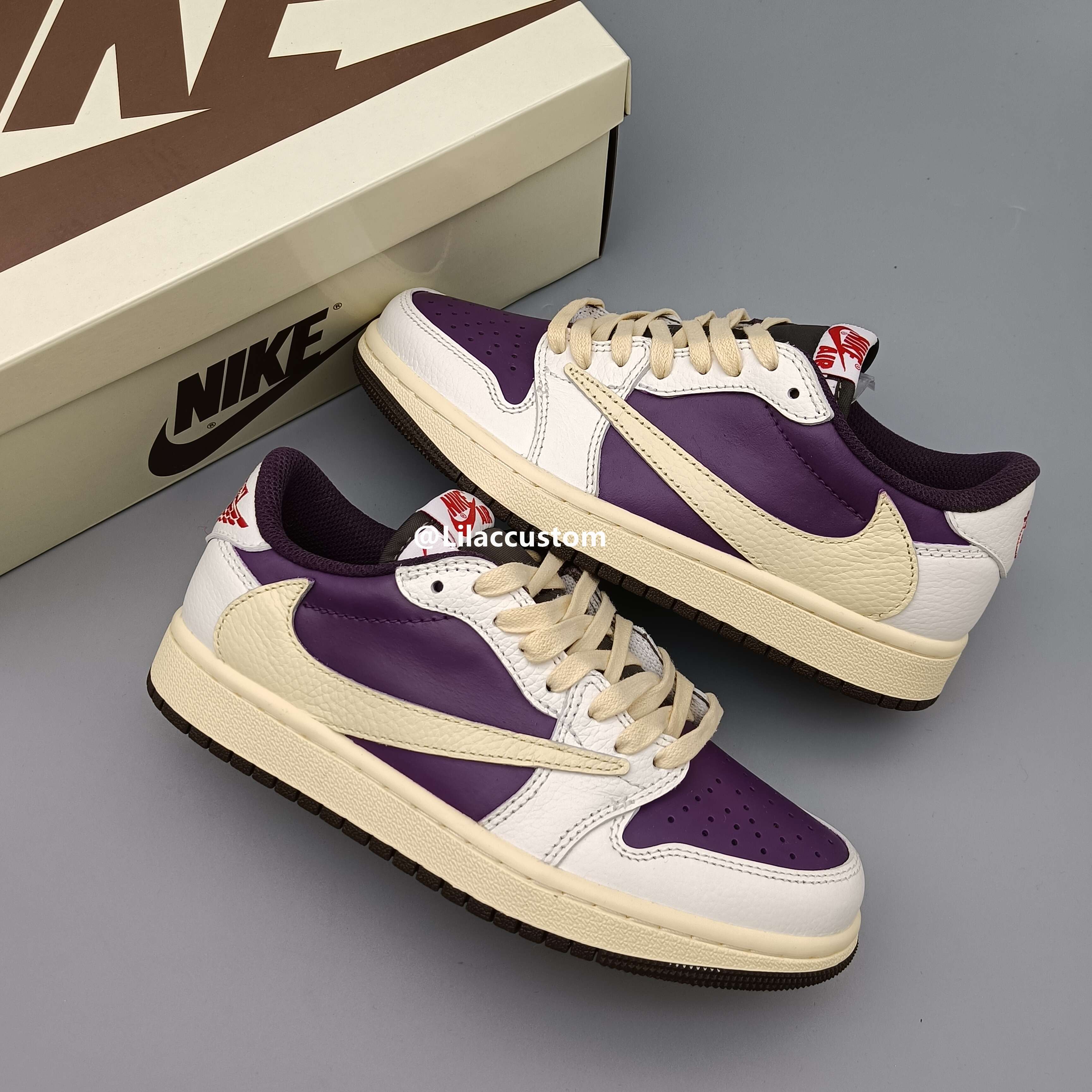 Nike Travis Scott×Air Jordan 1 Reversion Swoosh Purple Custom