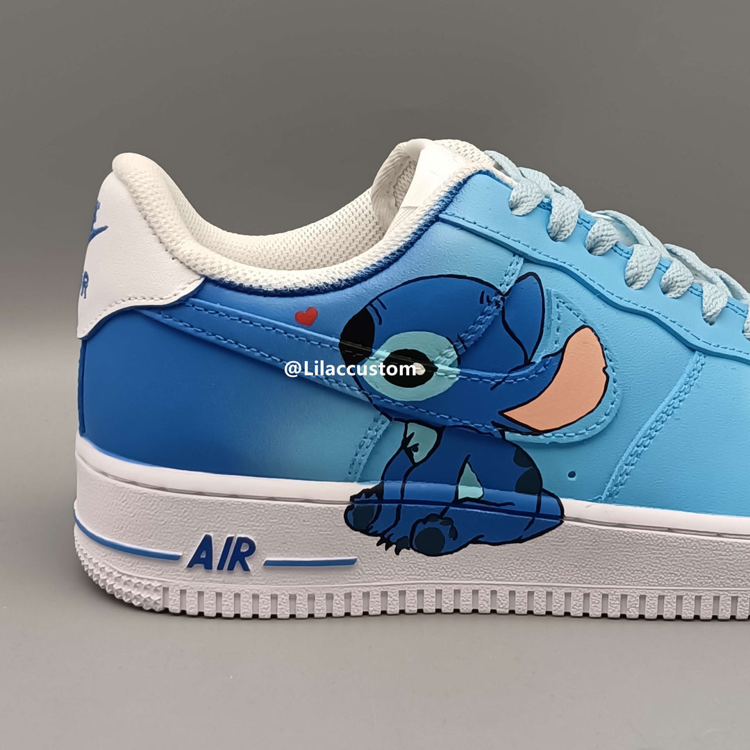 Nike Custom Air Force 1  Cartoon Stitch&Angel Blue Purple