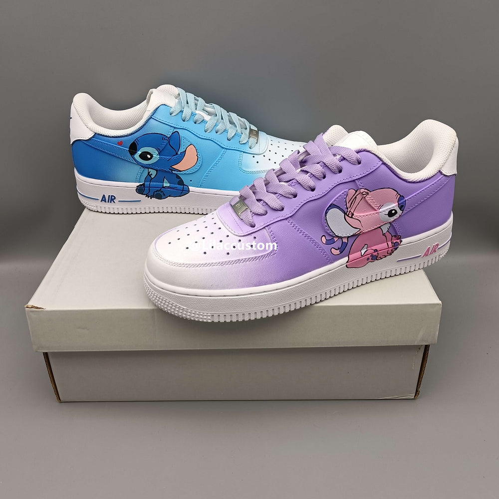 Nike Custom Air Force 1  Cartoon Stitch&Angel Blue Purple