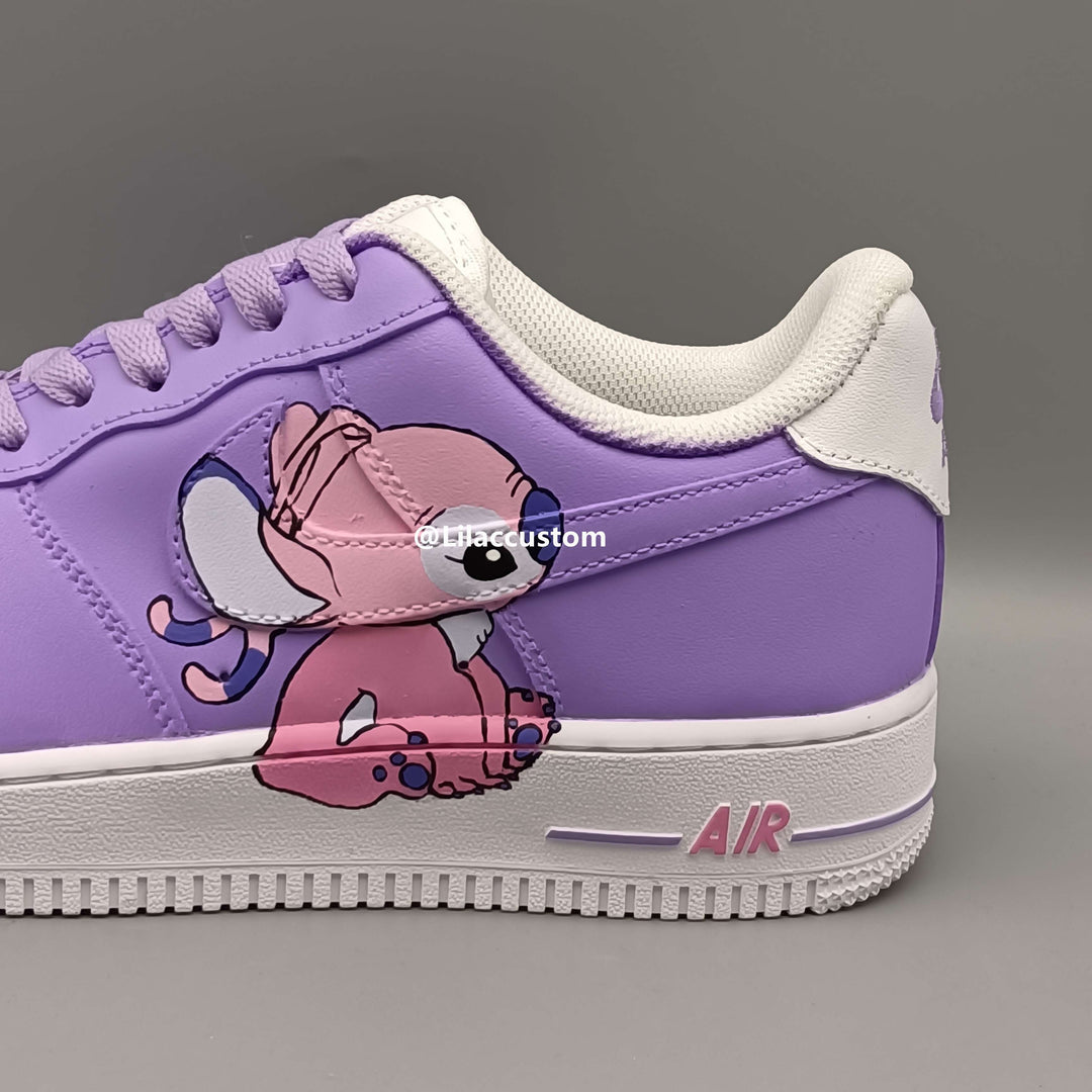 Nike Custom Air Force 1  Cartoon Stitch&Angel Blue Purple