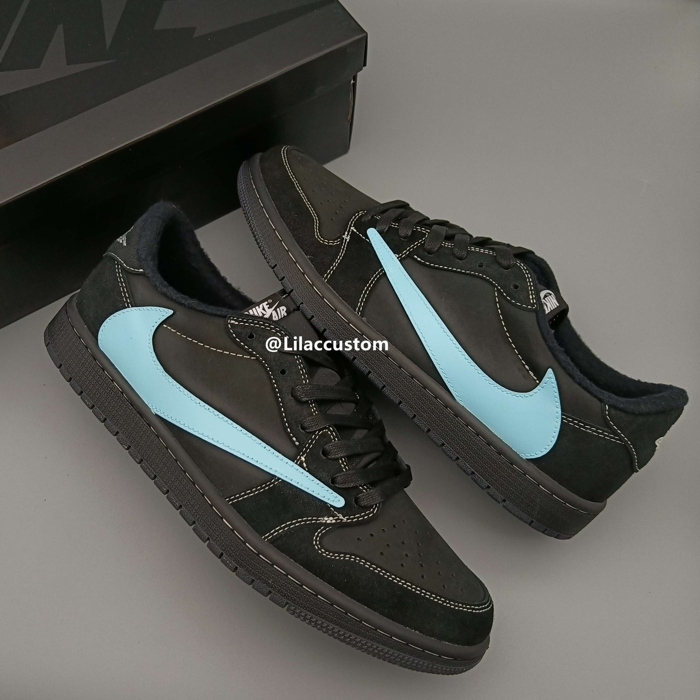 Nike Travis Scott×Air Jordan 1 Blue Reversion Swoosh Custom