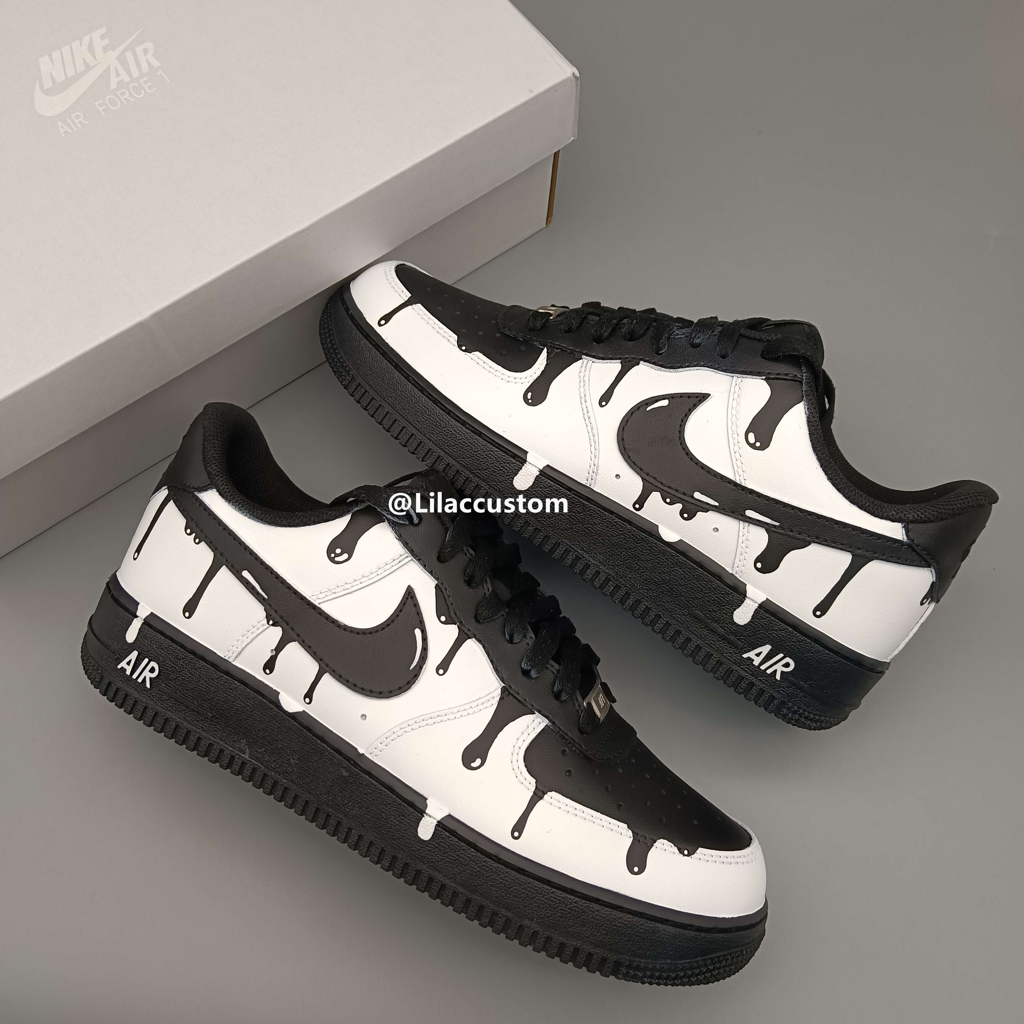 Nike Air Force 1 Black White Drip Custom
