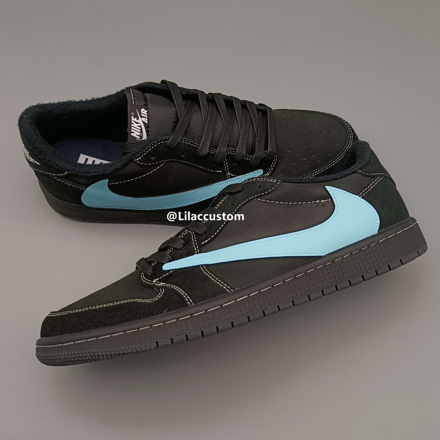 Nike Travis Scott×Air Jordan 1 Blue Reversion Swoosh Custom