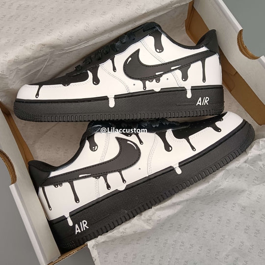 Nike Air Force 1 Black White Drip Custom