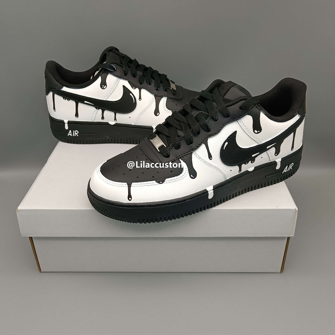 Nike Air Force 1 Black White Drip Custom