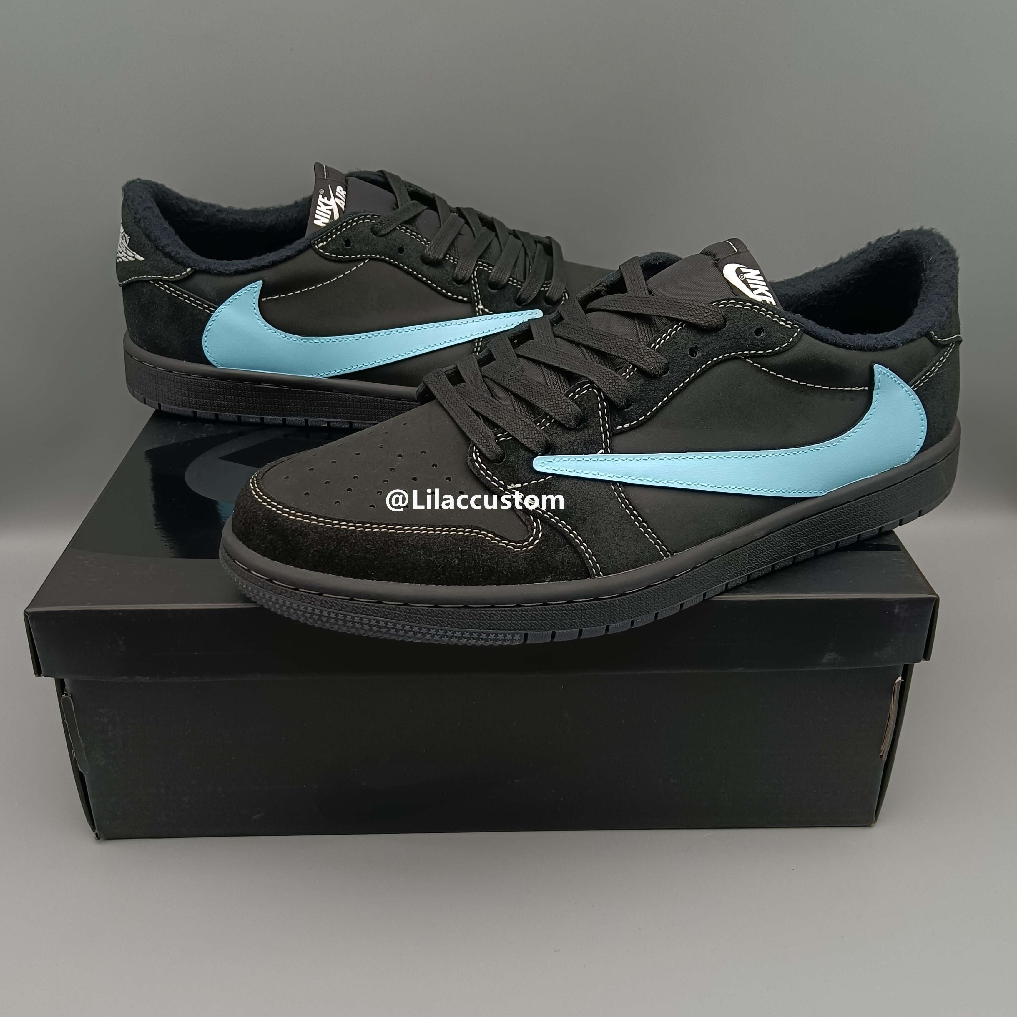 Nike Travis Scott×Air Jordan 1 Blue Reversion Swoosh Custom