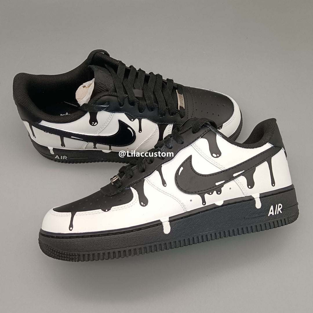 Nike Air Force 1 Black White Drip Custom