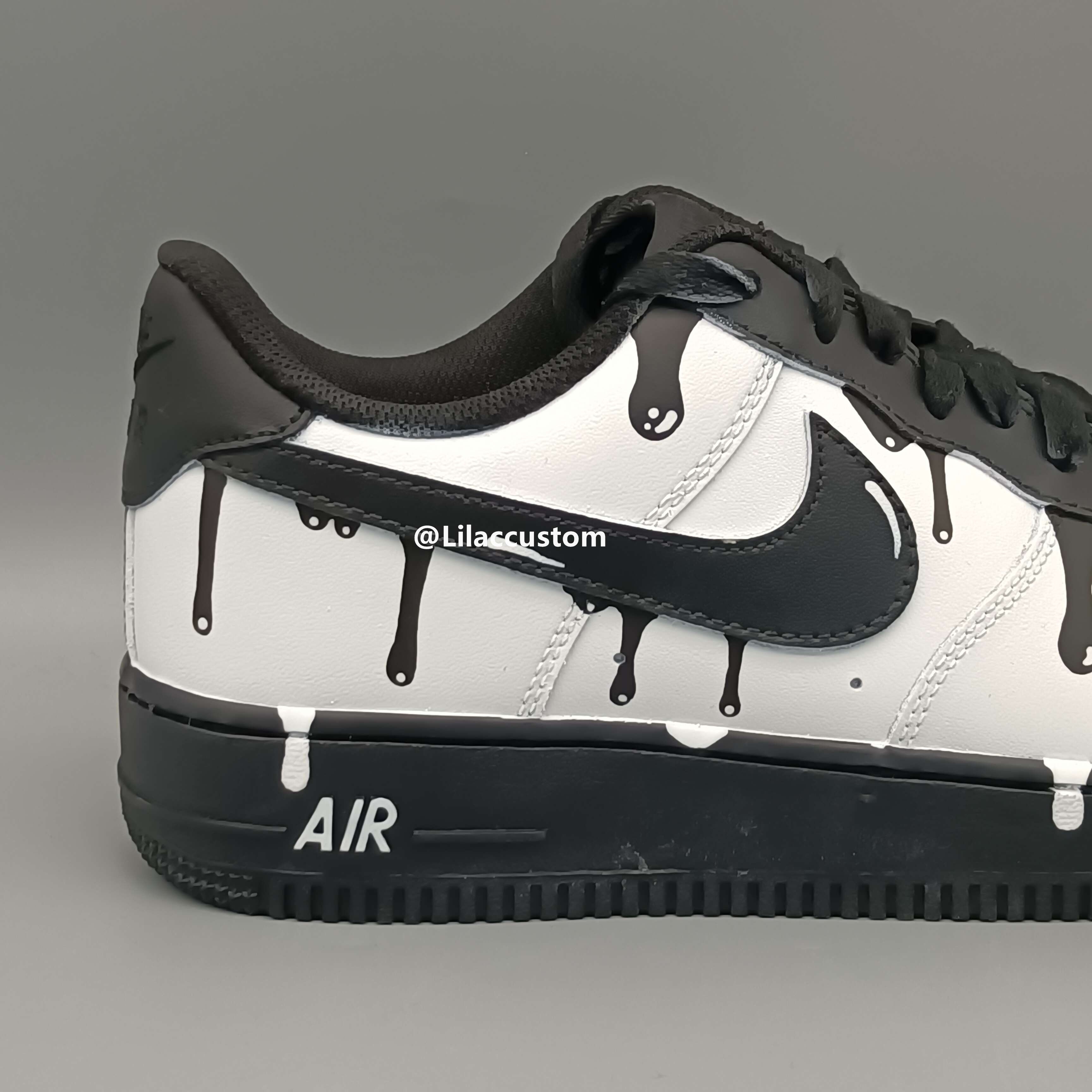 Nike Air Force 1 Black White Drip Custom