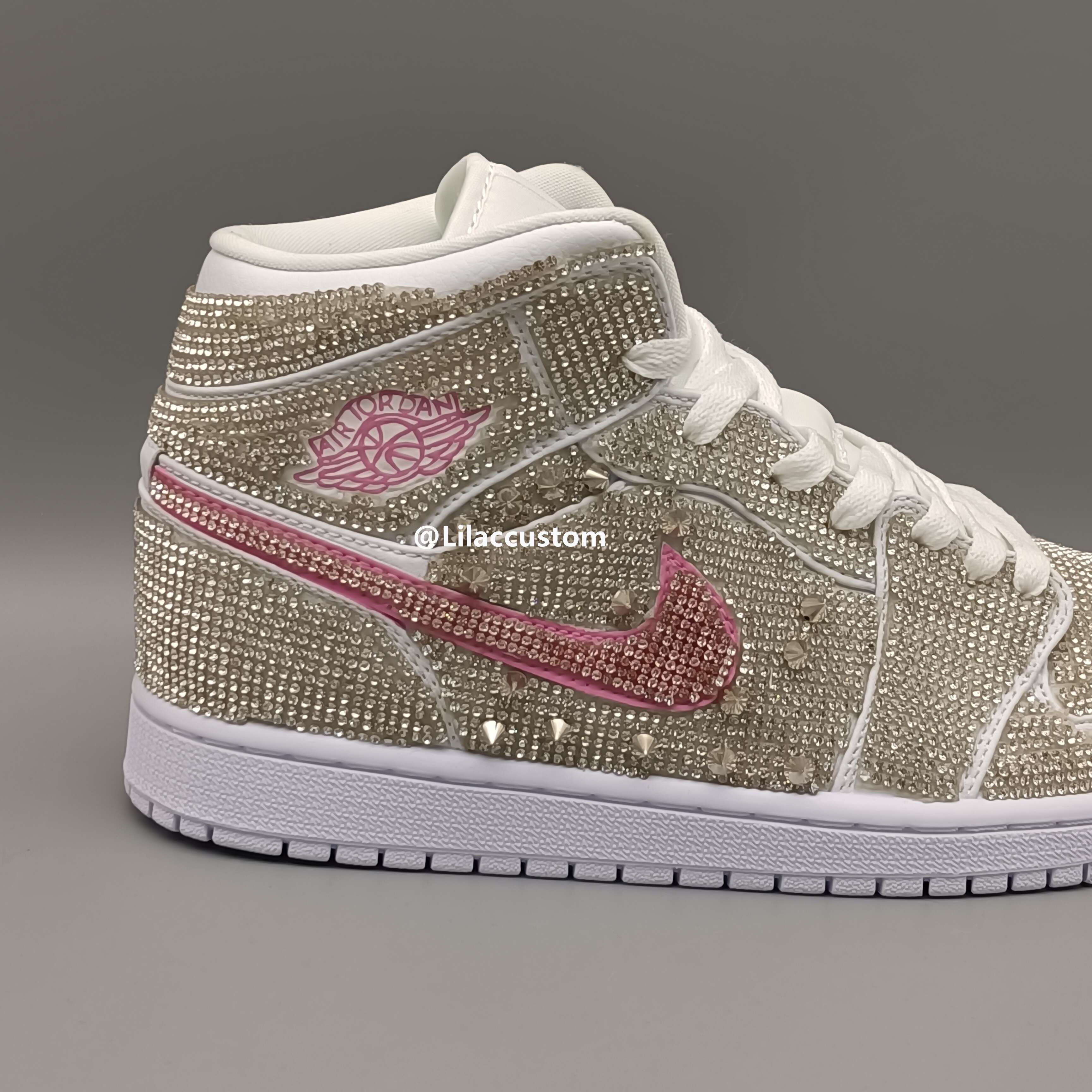 Nike Air Jordan 1 Wedding Shoes Rhinestones Custom