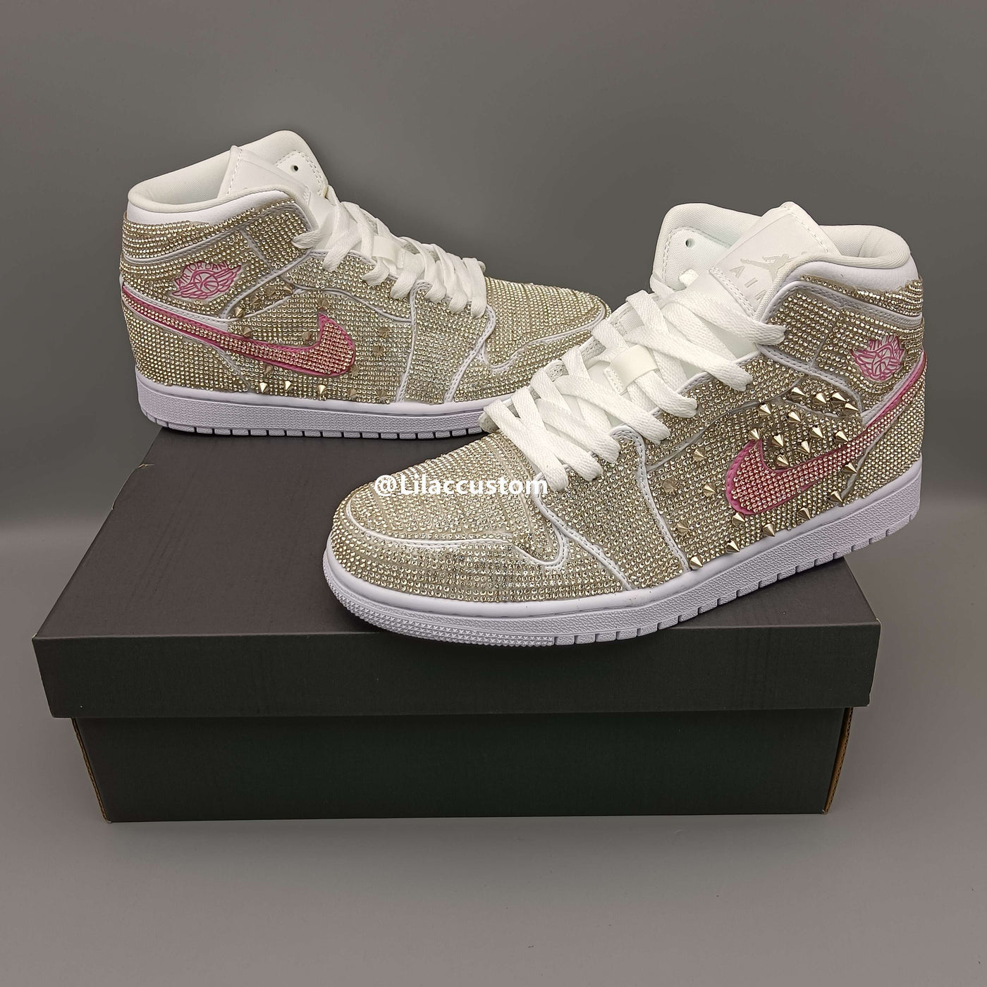 Nike Air Jordan 1 Wedding Shoes Rhinestones Custom