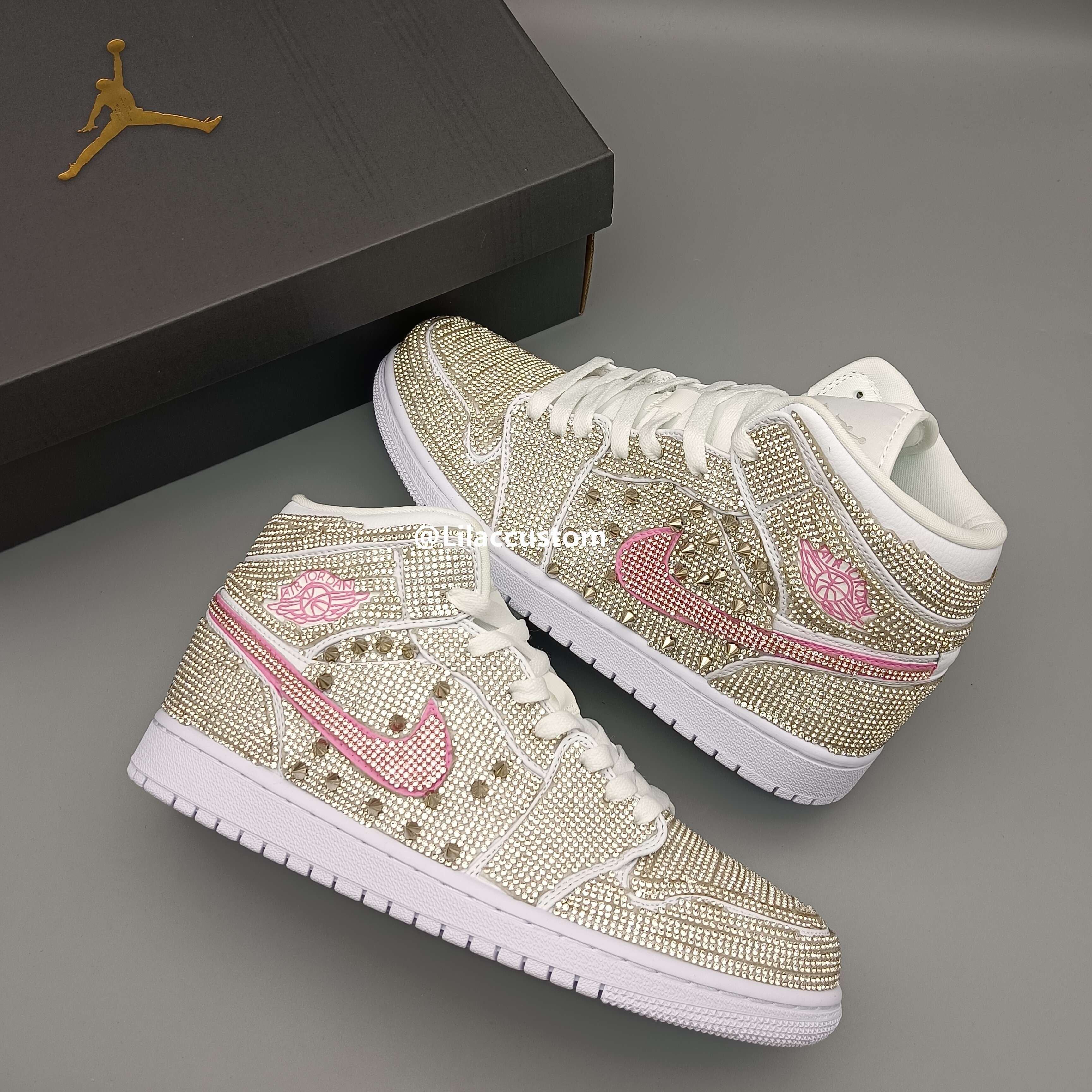 Nike Air Jordan 1 Wedding Shoes Rhinestones Custom
