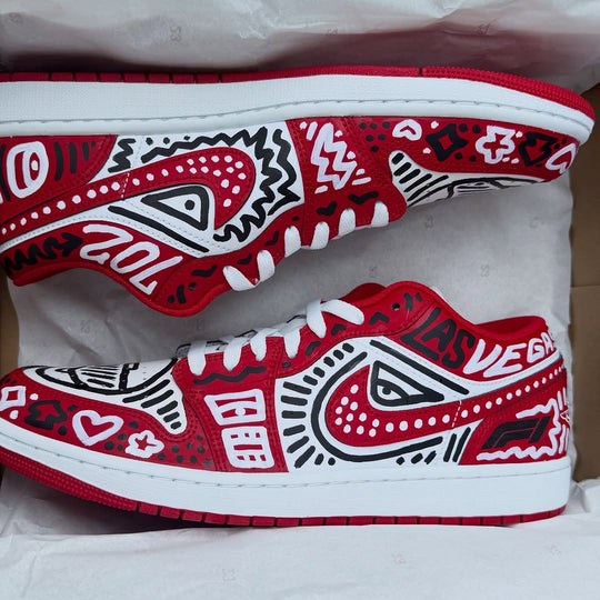 Hand Painted Red Graffiti Custom Sneakers