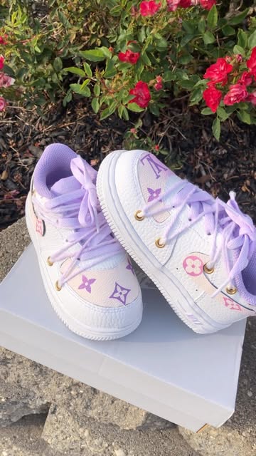 Hand Painted Pink Purple Custom Air Force 1 Sneakers