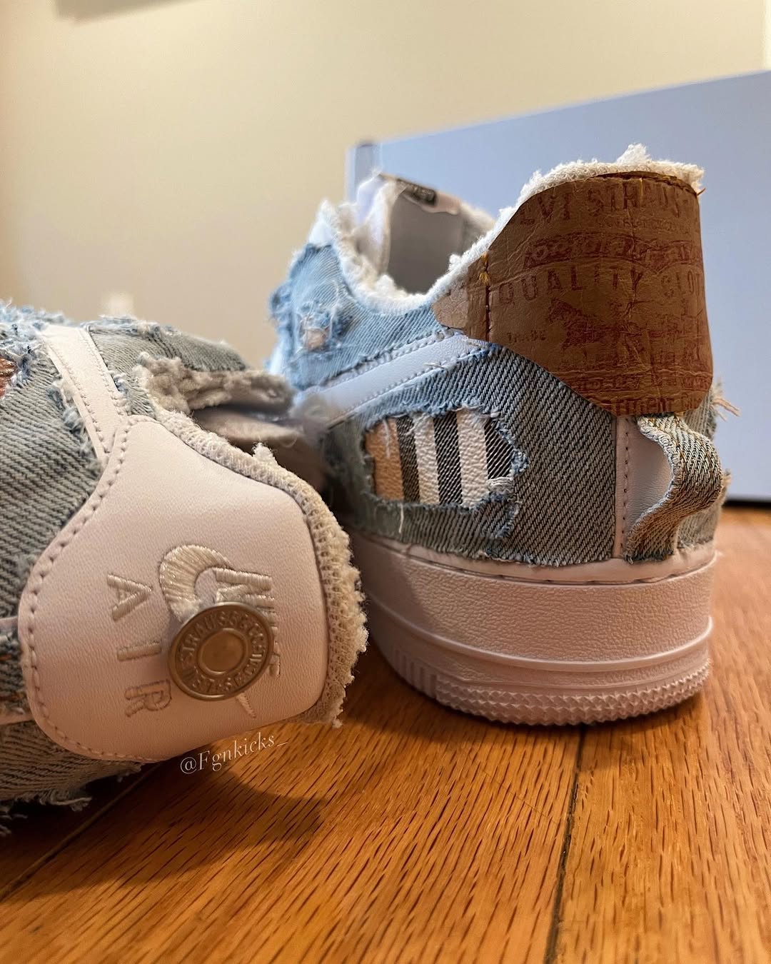 Handmade Distressed Denim Custom Air Force 1 Sneakers