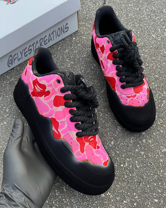 Hand Painted Pink Camo Custom Air Force 1 Sneakers