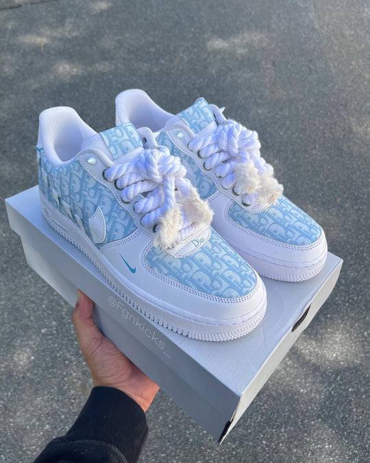Light Blue Hand Painted Custom Air Force 1 Sneakers