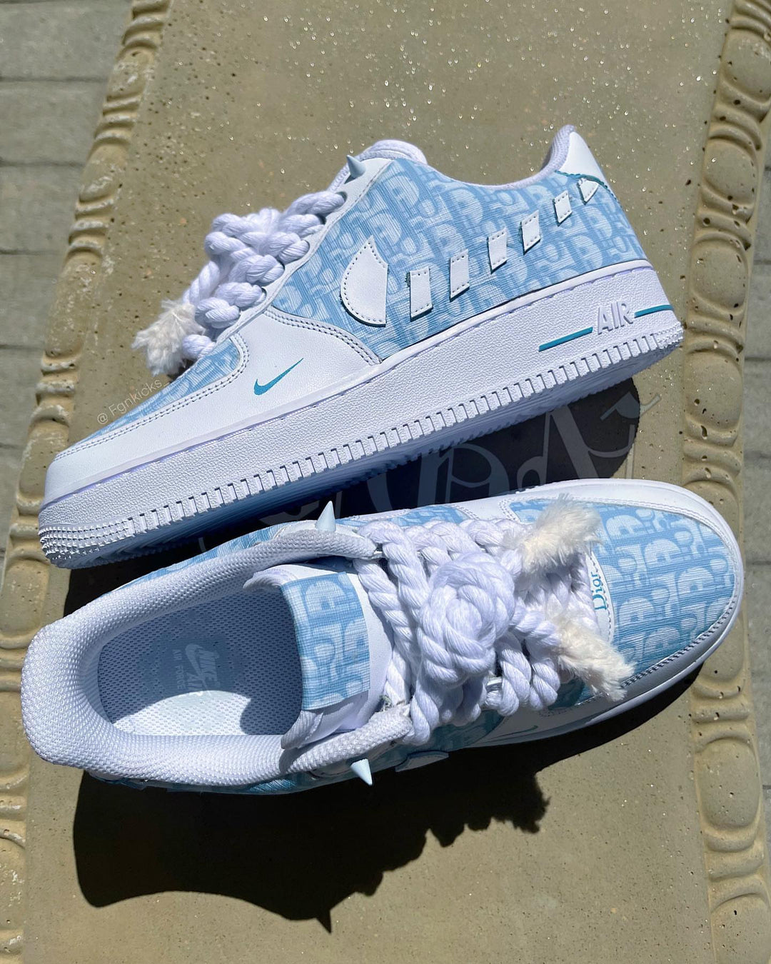 Light Blue Hand Painted Custom Air Force 1 Sneakers