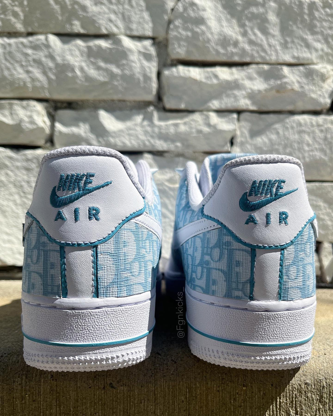Light Blue Hand Painted Custom Air Force 1 Sneakers