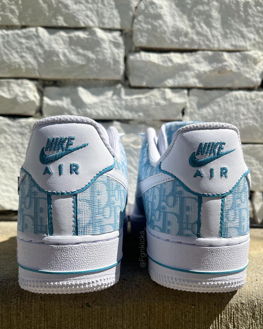 Light Blue Hand Painted Custom Air Force 1 Sneakers
