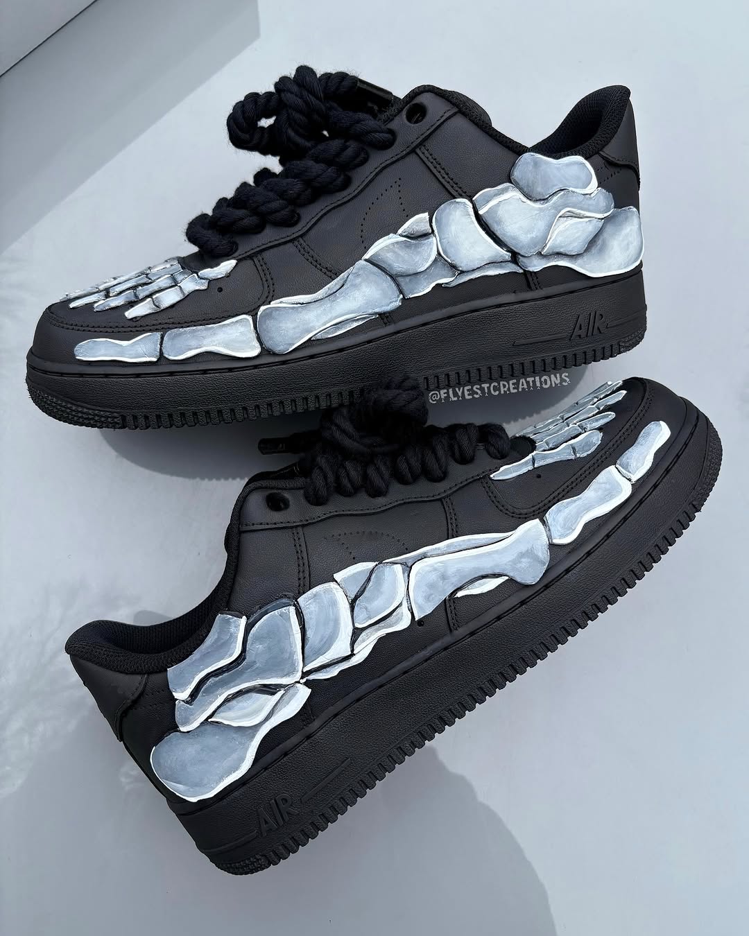 Hand Painted Skeleton Black Custom Air Force 1 Sneakers