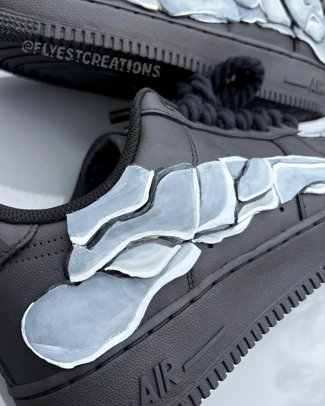 Hand Painted Skeleton Black Custom Air Force 1 Sneakers
