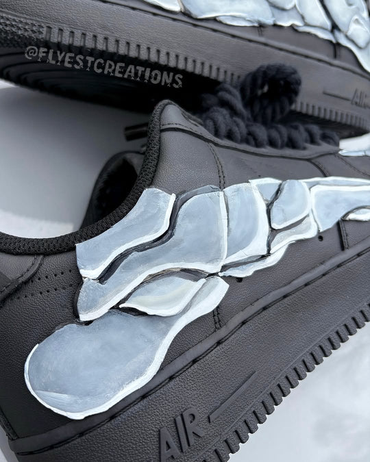 Hand Painted Skeleton Black Custom Air Force 1 Sneakers