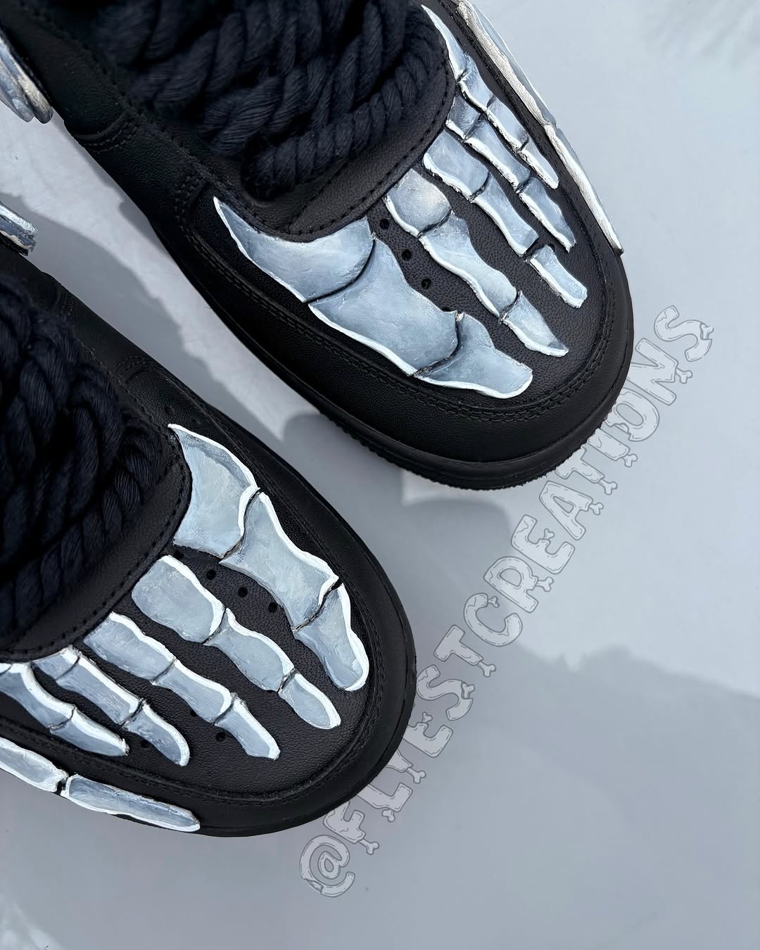 Hand Painted Skeleton Black Custom Air Force 1 Sneakers