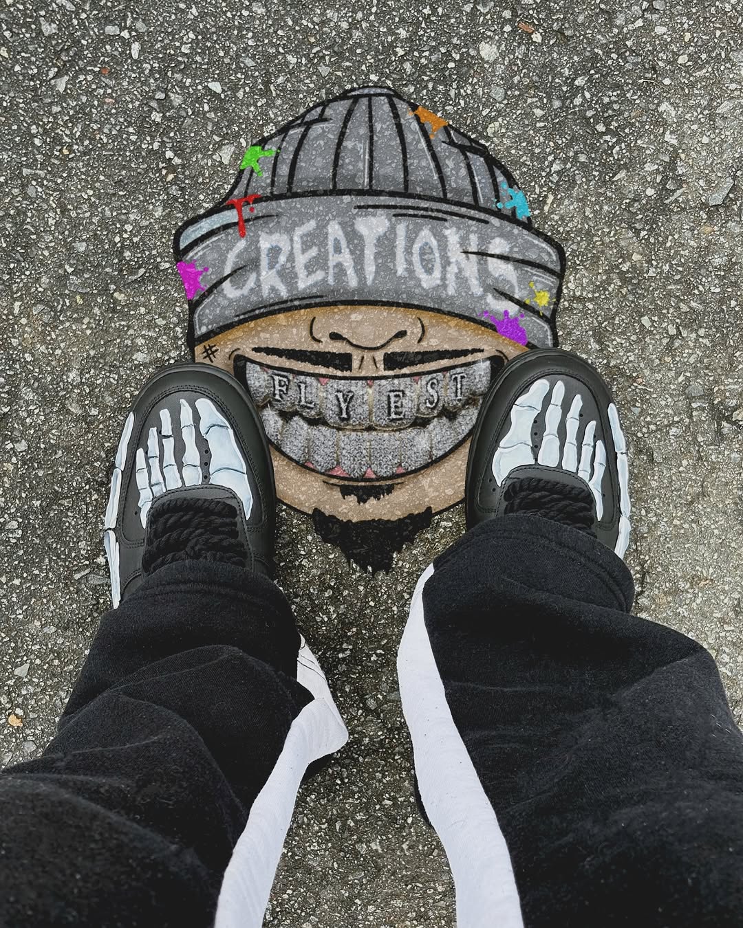 Hand Painted Skeleton Black Custom Air Force 1 Sneakers