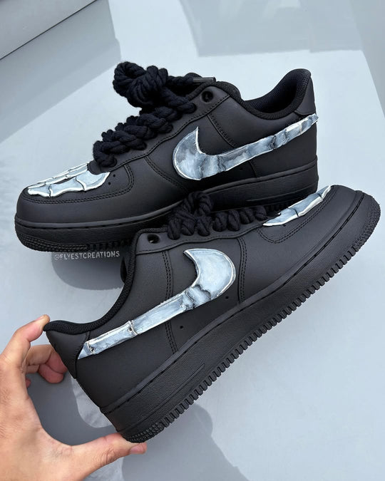 Hand Painted Skeleton Black Custom Air Force 1 Sneakers