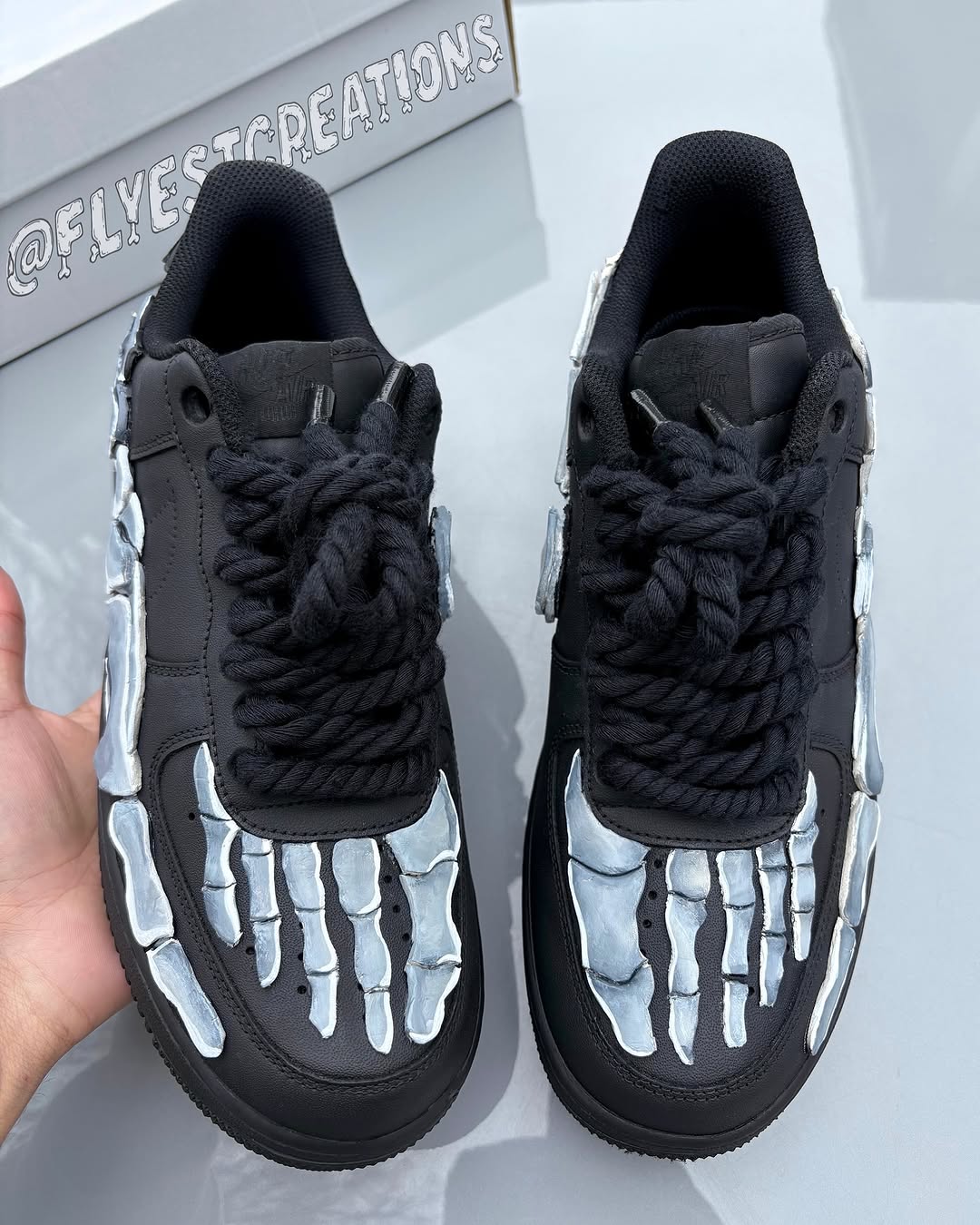 Hand Painted Skeleton Black Custom Air Force 1 Sneakers