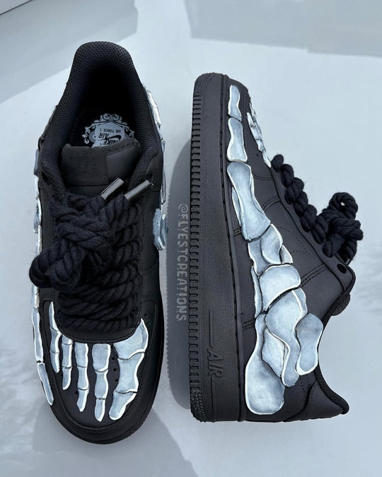 Hand Painted Skeleton Black Custom Air Force 1 Sneakers