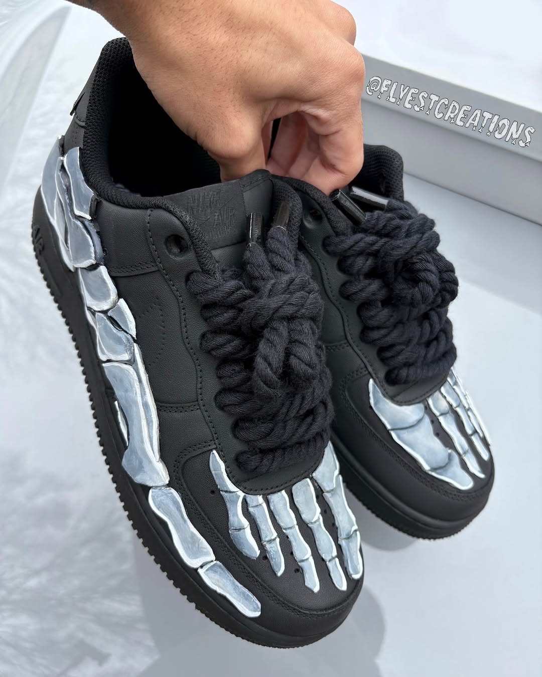 Hand Painted Skeleton Black Custom Air Force 1 Sneakers