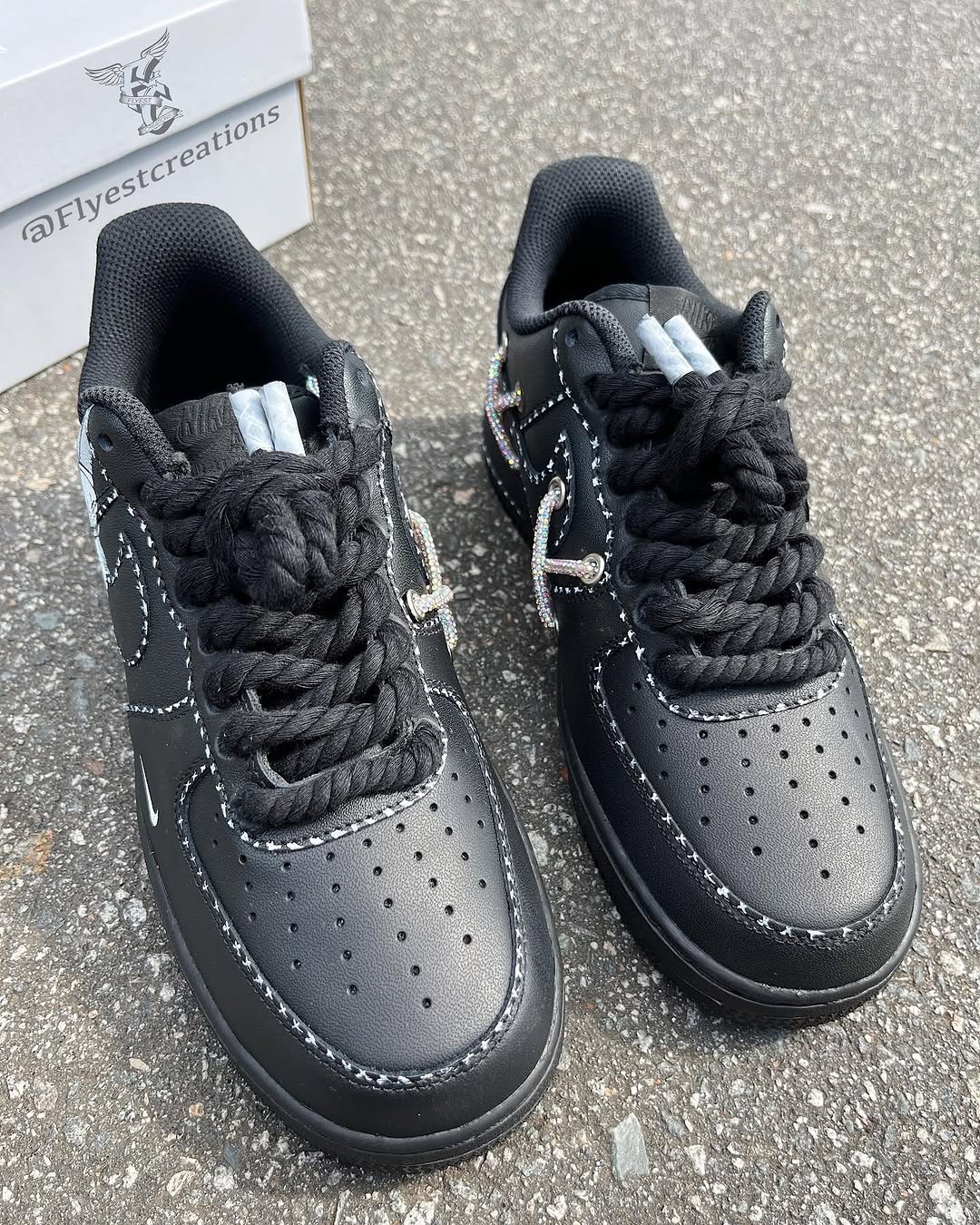 Hand Painted KAWS Black Custom Air Force 1 Sneakers