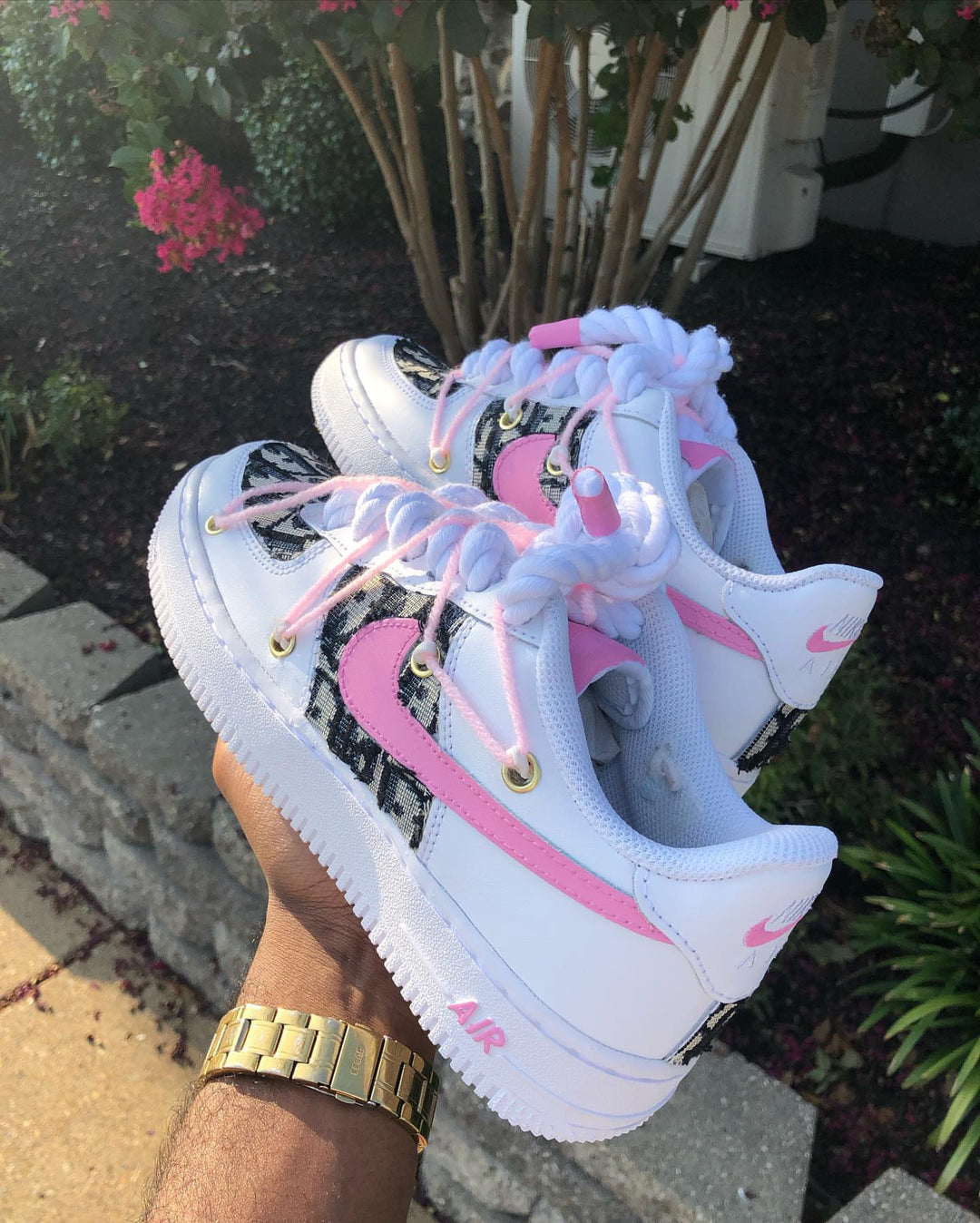 Hand Painted Pink Custom Air Force 1 Sneakers
